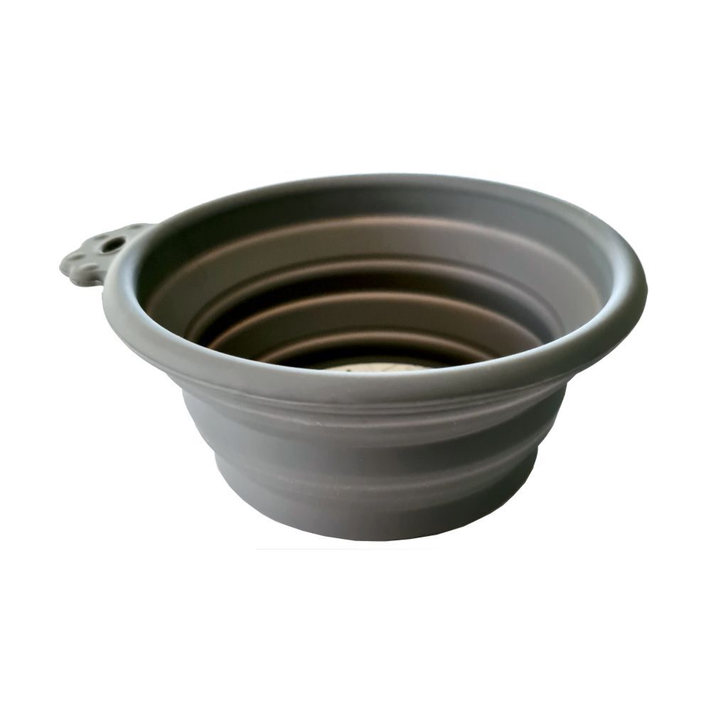 Pet One Silicone Round Travel Bowl Light Grey 370ml 