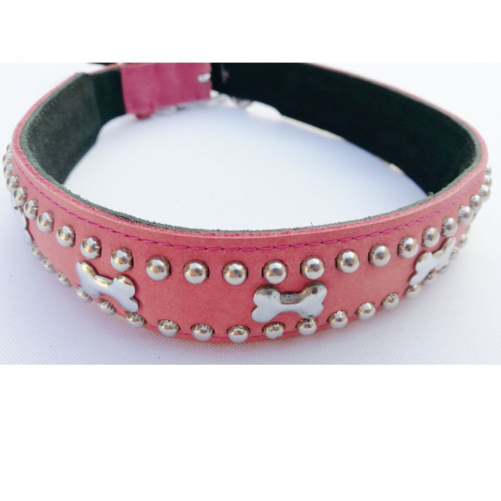 Mikmac Bones Dusty Pink Leather Collar 60cm (24")