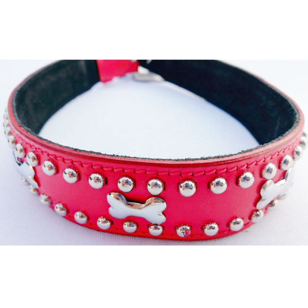 Mikmac Bones Red Leather Collar 65cm (26")