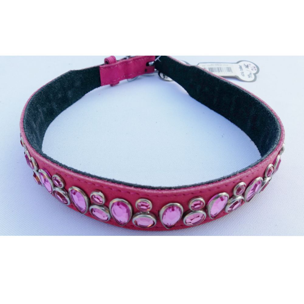 Mikmac Tear Drop Pink Leather Collar 65cm