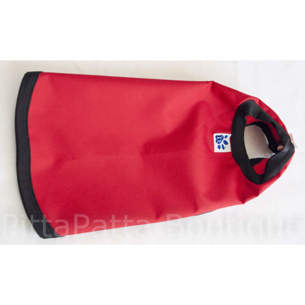 Water Resistant Oxford Dog Coat Red Fleece Lining (34cm)