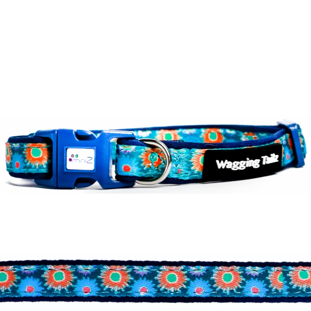 miniZ Wildflower Navy Blue Toy Breed & Puppy Dog Collar