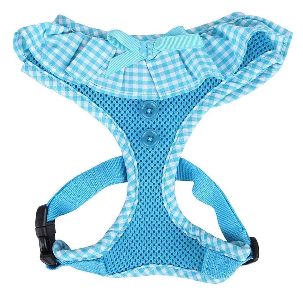 Puppia Gingham Soft Harness Sky Blue Large
