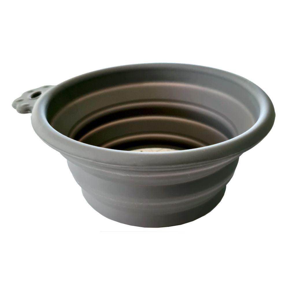 Pet One Silicone Round Travel Bowl Light Grey 370ml, 760ml