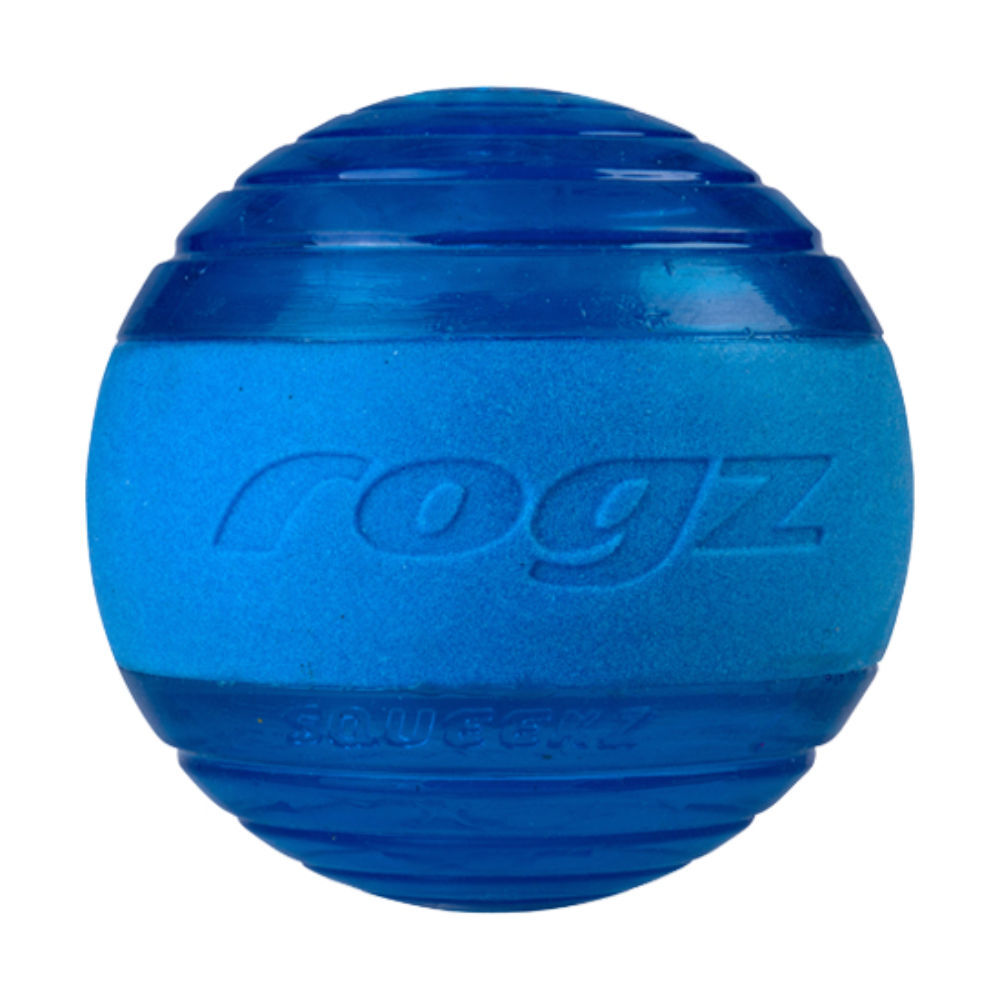 Rogz Squeekz Fetch Dog Ball 6cm (Blue, Medium)