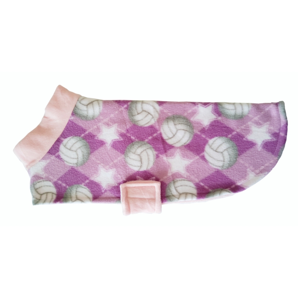 Double Fleece Dog Coat Pink Ball Design 35cm, 40cm