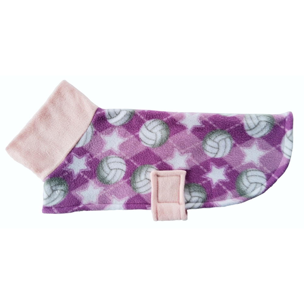 Double Fleece Dog Coat Pink Ball Design with Longer Collar 35cm, 40cm, 50cm