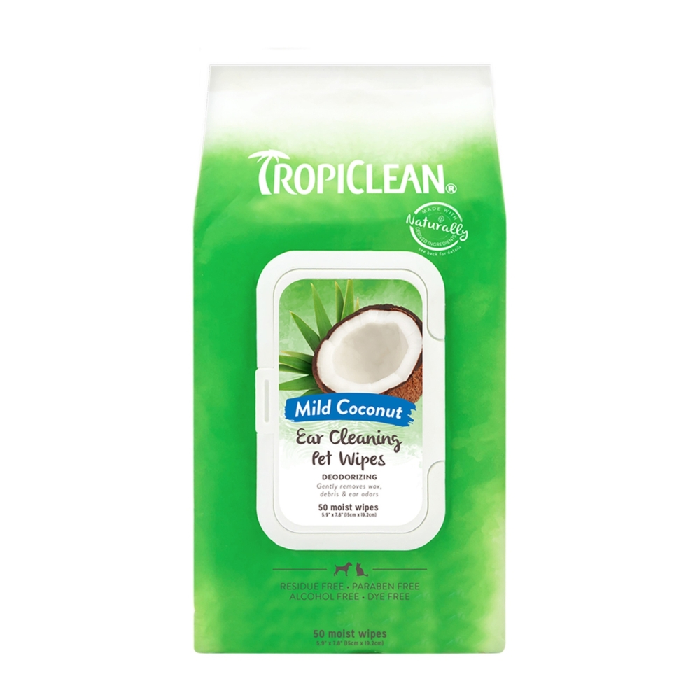 TropiClean Mild Coconut Ear Cleaning Wipes 50pk
