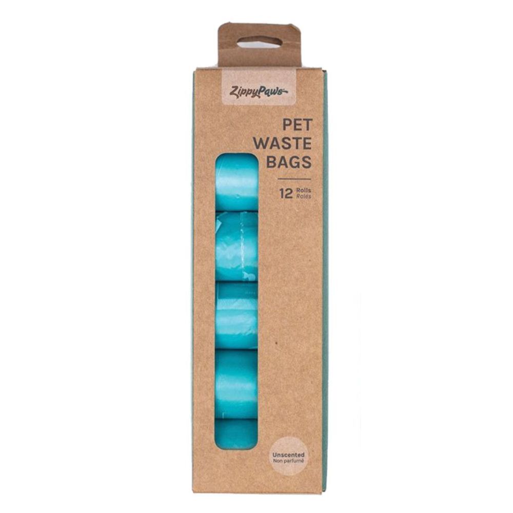 Zippy Paws Pet Waste Poo Bags With Handles 12 Rolls (180 Bags) Teal
