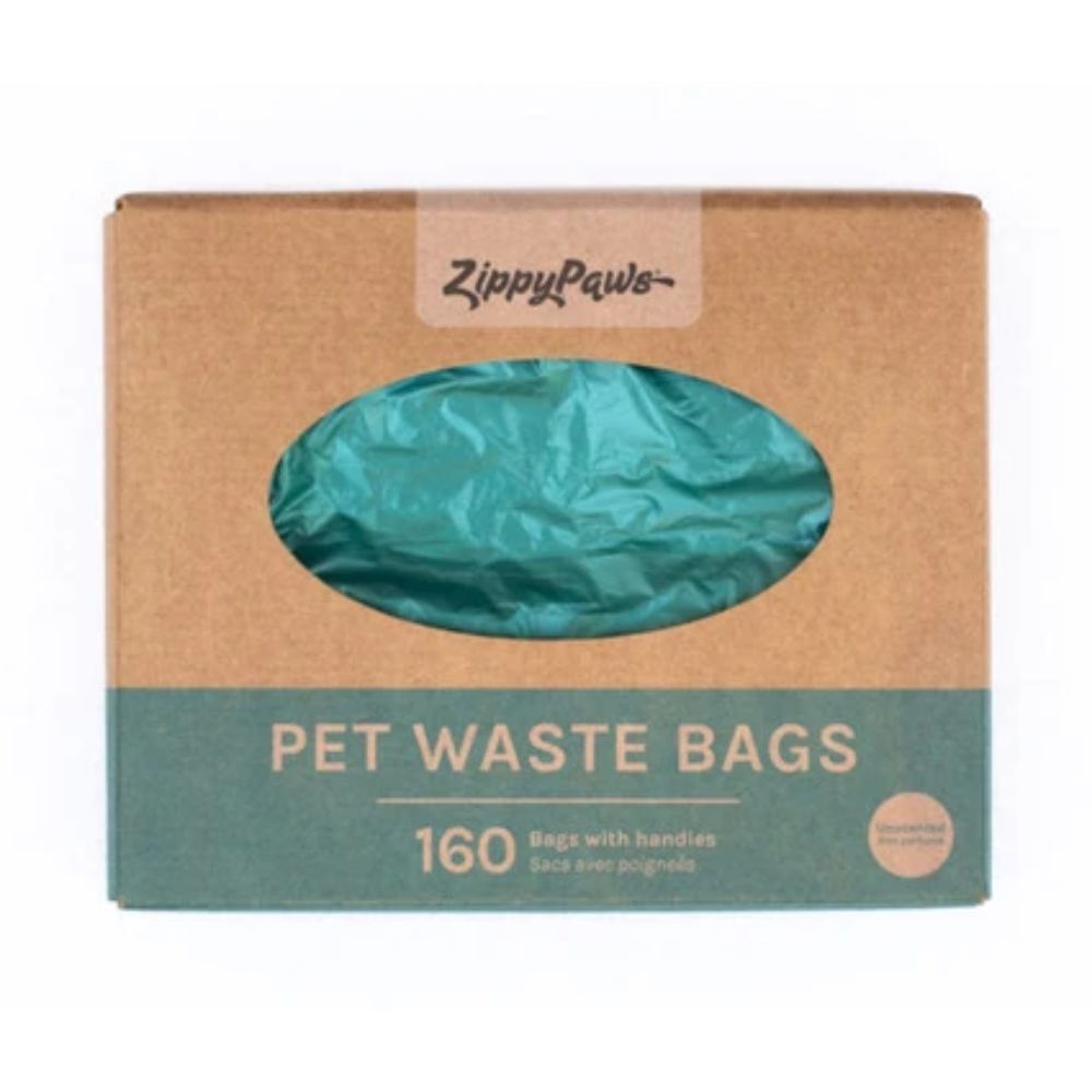 Zippy Paws Pet Waste Poo Bags With Handles Box of 160 Bags Teal