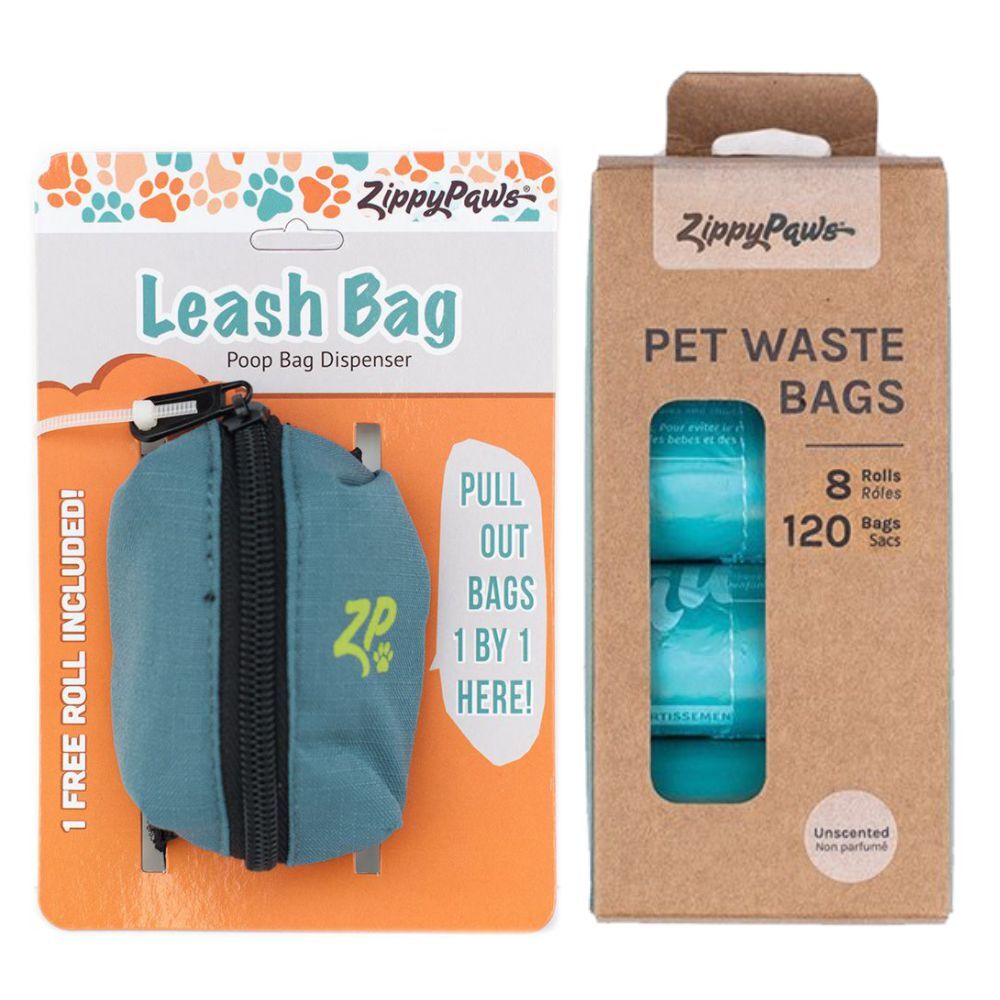 Zippy Paws Adventure Gear Poo Bag Dispenser Forest Green with 120 Pick-Up Bags