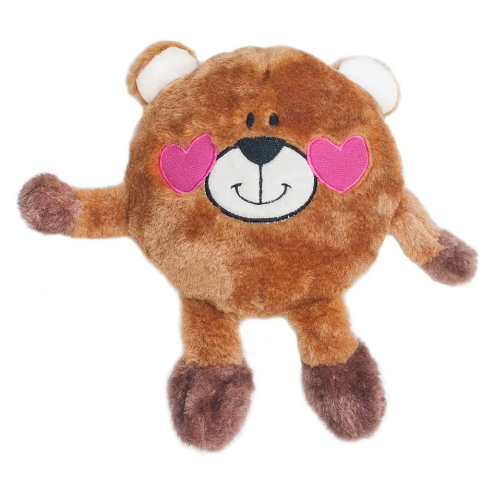 Zippy Paws Brainey Bear In Love Squeaker Dog Toy