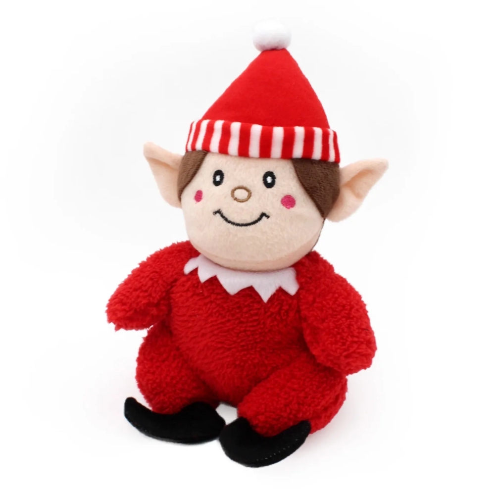 Zippy Paws Christmas Cheeky Chumz Red Elf Plush Dog Toy