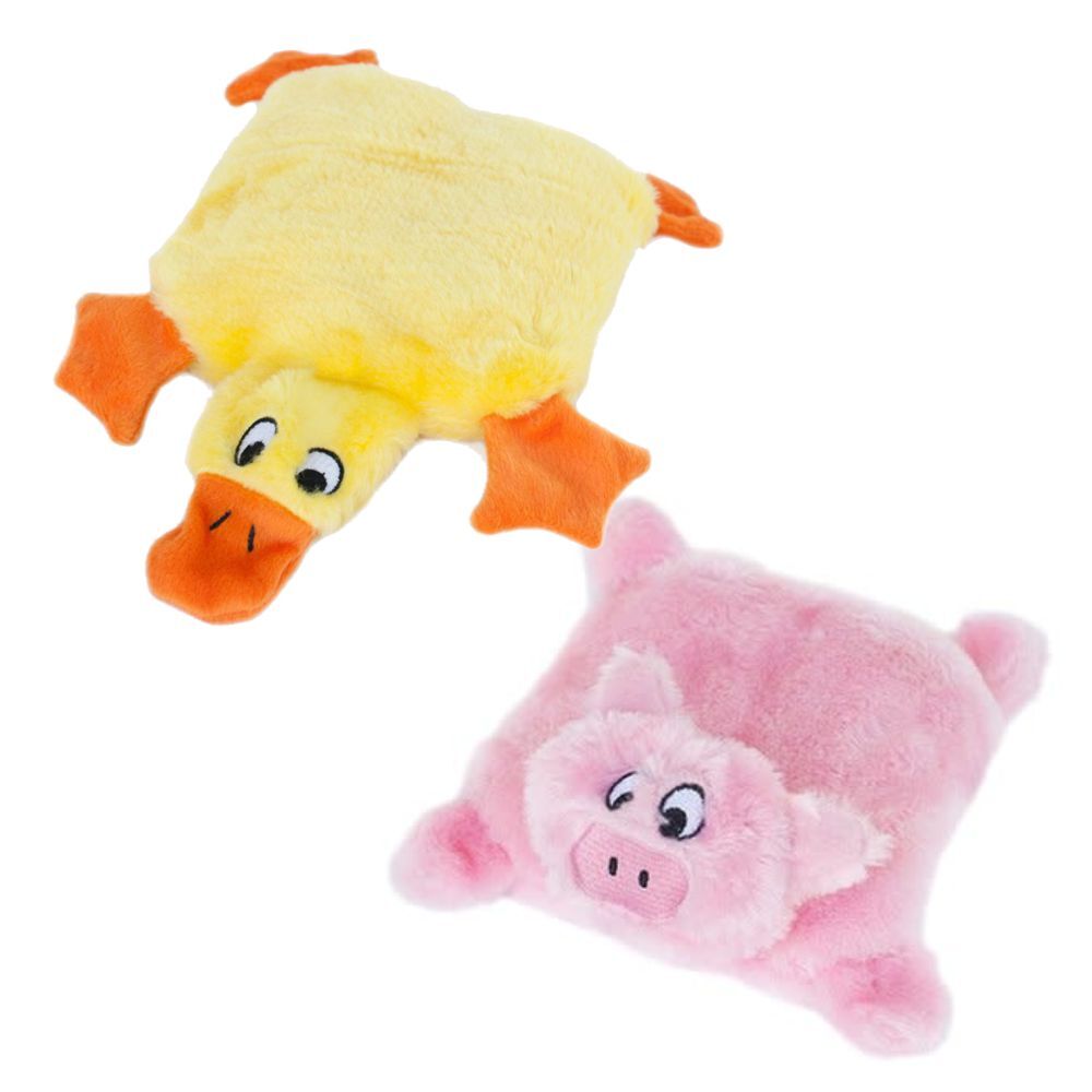 Zippy Paws Squeakie Pads Duck & Pig Dog Toys 2 Pack