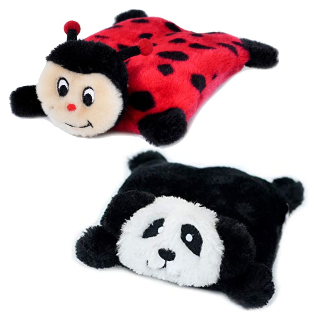 Zippy Paws Squeakie Pads Ladybug & Panda Dog Toys 2 Pack
