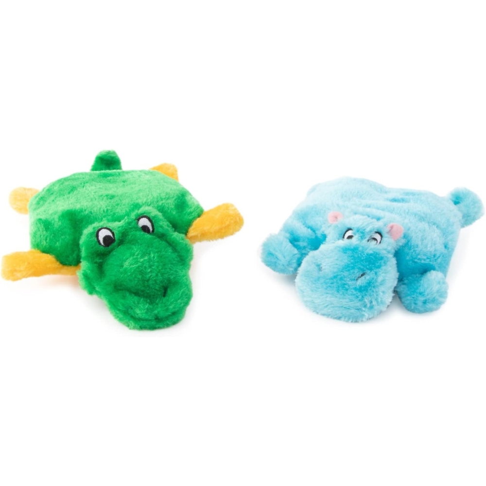 Zippy Paws Squeakie Pads Hippo & Alligator Dog Toys 2 Pack