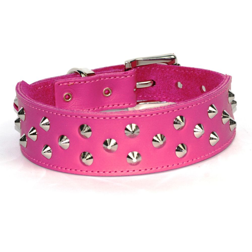 Dogue Stud Muffin Fuchsia Leather Dog Collar (50cm)