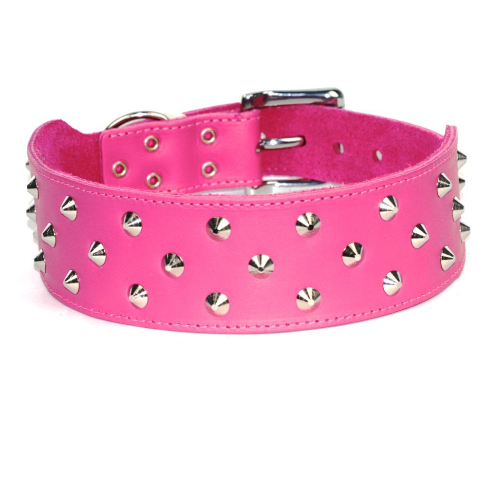 Dogue Stud Muffin Fuchsia Leather Dog Collar (60cm)