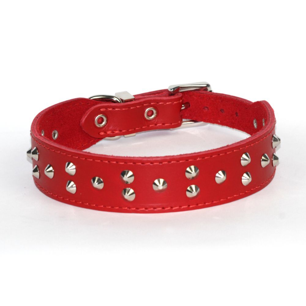 Dogue Stud Muffin Red Leather Dog Collar (35cm)