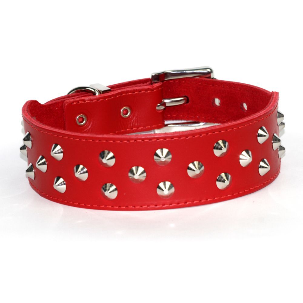 Dogue Stud Muffin Red Leather Dog Collar (50cm)