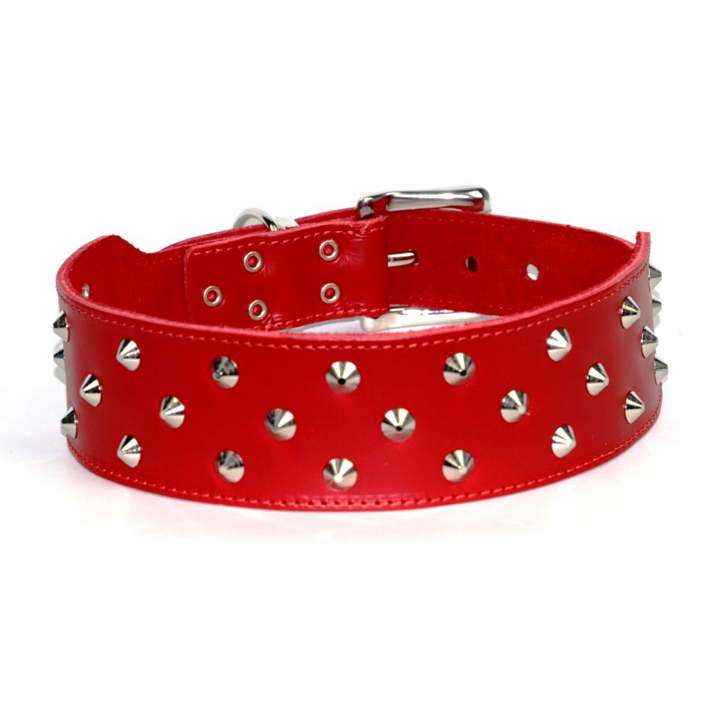 Dogue Stud Muffin Red Leather Dog Collar (65cm)